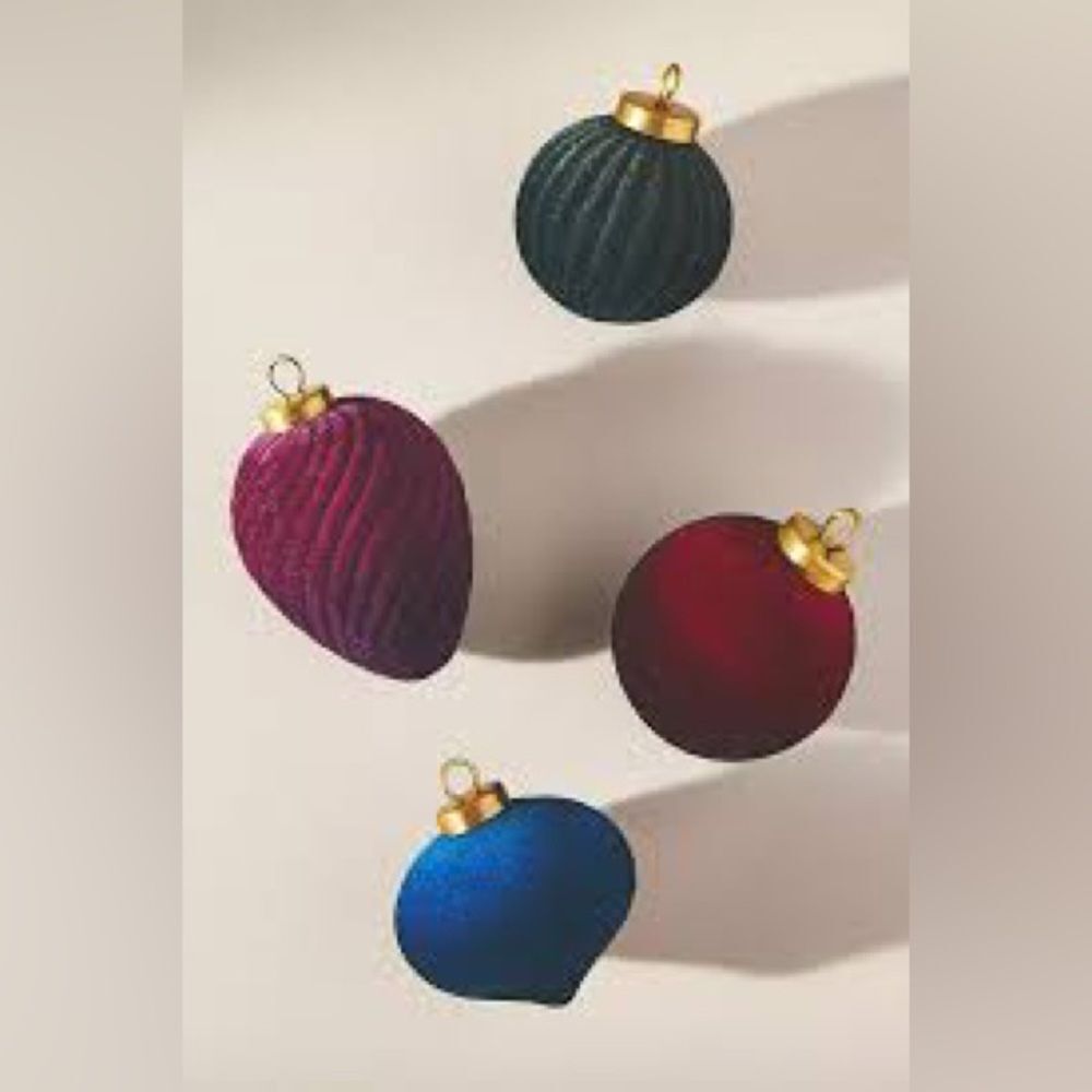 Anthropologie Velvet Baubles Box Set of 4